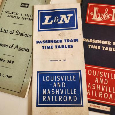 Sale Photo Thumbnail #465: This auction lot is for a Grouping of L&N Railroad Time Tables and List of Stations.  The list of stations is dated 1962, the Passenger Train Time Table is dated 1969 and the very vintage time table is dated 1948.  All have been used, but overall are nice