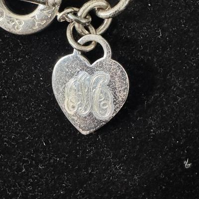 Large Tiffany & Co Sterling Silver Heart Tag Toggle Necklace (Monogramed)
