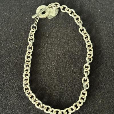Large Tiffany & Co Sterling Silver Heart Tag Toggle Necklace (Monogramed)