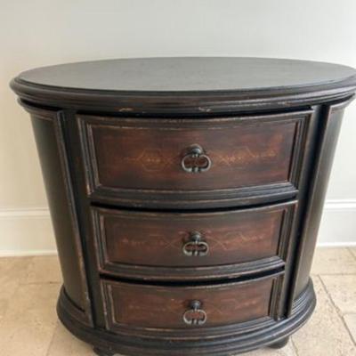 PAIR of large oval shaped 3 drawer End tables/Night stands