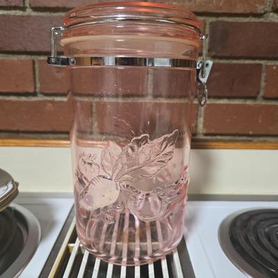 Pink plastic container