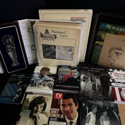 Lot 107 collection of books and binder with JFK memorabilia
