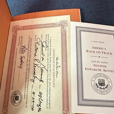 Lot 152 signed first edition America back on track by Edward Kennedy