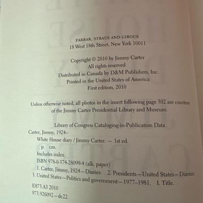 Lot 153 White House diary, Jimmy Carter sign copy