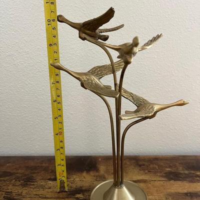 flying ducks brass sculpture