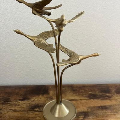 flying ducks brass sculpture