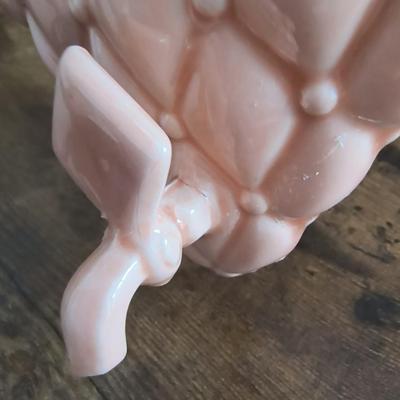 Pink peach porcelain wall pocket planter with lid