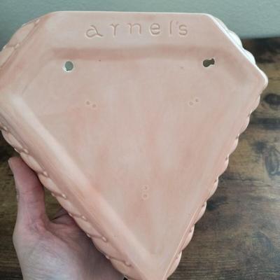 Pink peach porcelain wall pocket planter with lid