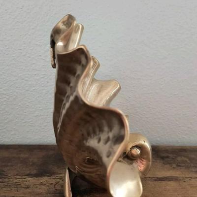 brass clam shell candle holder