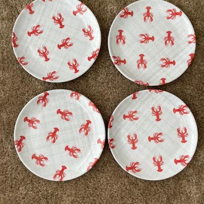Melamine red lobster plates, 4