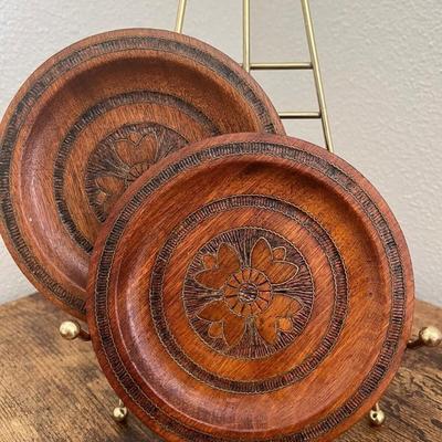 Hand-carved wooden plates, 2