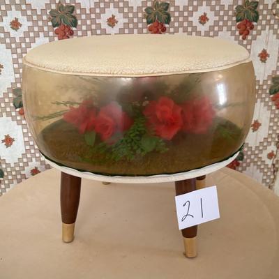 Vintage MCM Inflatable Terrarium Ottoman