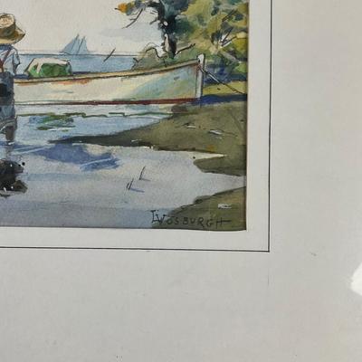 M271 Circa 1902 Original Leonard W. Vosburgh "Digging Clams" Watercolor/Pencil