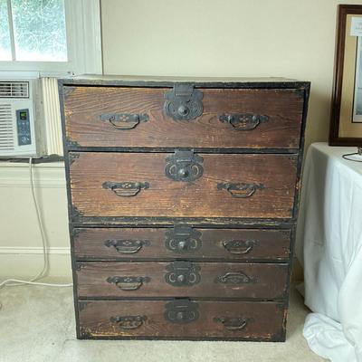 M274 Japanese Tansu Chest Mobile Storage Cabinet