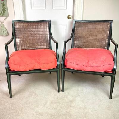 M275 Pair of Sheraton Painted Arm Chairs
