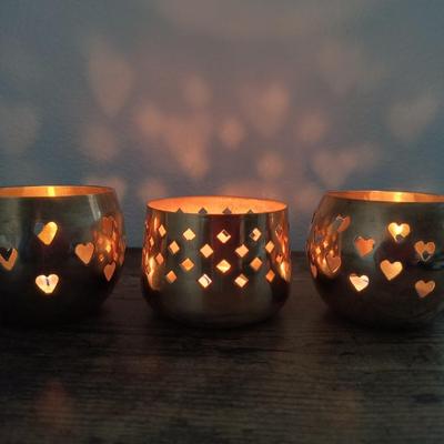 Brass candle holders, 3
