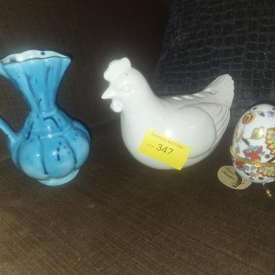 Misc Breakables- chicken, vase and egg
