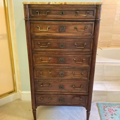 M290 Louis XVI Style Chest of Drawers Semainier Made in Pairs with Marble Top