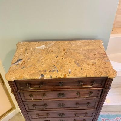 M290 Louis XVI Style Chest of Drawers Semainier Made in Pairs with Marble Top