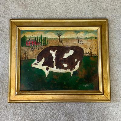 H295 Original Oil By John Root Hopkins (1930-2016) 1998 "Oink"
