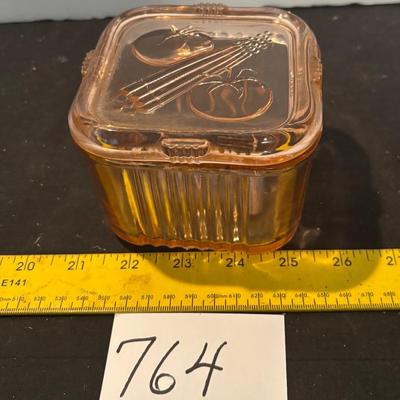 Vintage Pink Depression Glass Refrigerator Box
