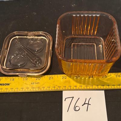Vintage Pink Depression Glass Refrigerator Box