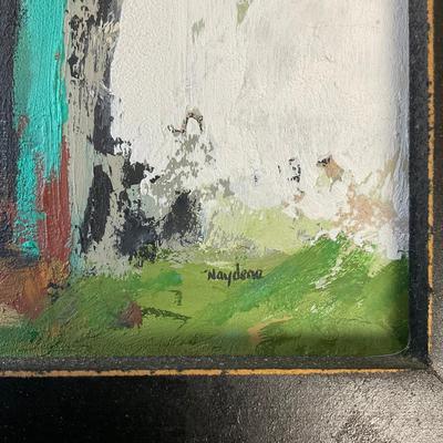 HZ300 Original Painting By Naydene Gonnella "Goat With Green Door"