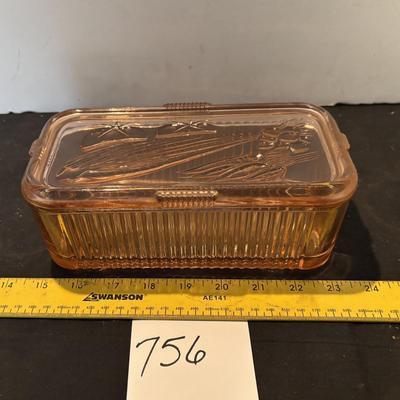 Vintage Pink Depression Glass Refrigerator Box
