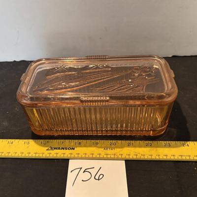 Vintage Pink Depression Glass Refrigerator Box