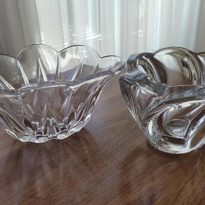Vannes France Crystal Bowl & Lenox Island Breeze Crystal Tulip Centerpiece Fruit Bowl