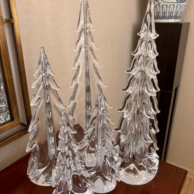 Simon Pearce Hand Blown Bubble Glass Evergreen Trees