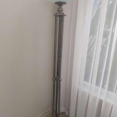 71" Tall Gunmetal Gray Floor Lamp with Frosted Glass Shade