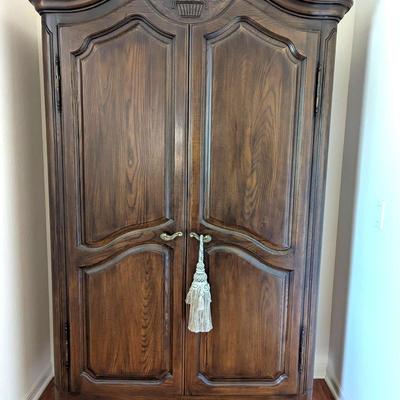 Davis Cabinet Co. French Regency Style Clothing Armoire in Antique Brune Finish  48" W x 76"H