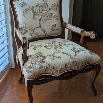 Vintage French Armchair w/curved/criss-crossed wood pattern in Espresso 