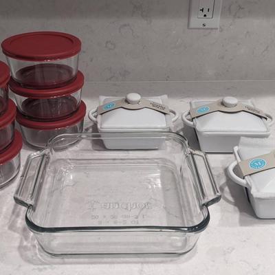 Anchor Hocking Glass Storage And Martha Stewart's Stoneware 4" Casseroles With Lid