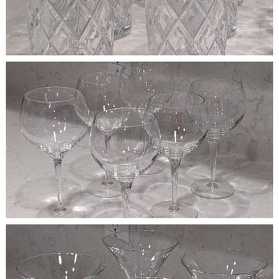 Champagne Flutes, Crystal Scotch Bourbon Whiskey , Red Wine Glasses,  & Lenox Martini Glasses