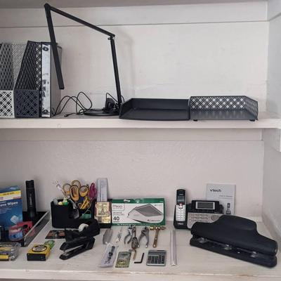 Office Supplies W/ Koncept Touch Lamp & Vtech Dect 6.0 2 Line Cordless Phone W/ Dig Answering System