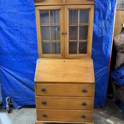 Sale Photo Thumbnail #56: This is a beautiful Maple secretary desk from Monitor Furniture in Jamestown NY. It comes with a key. The measurements are on the pictures.