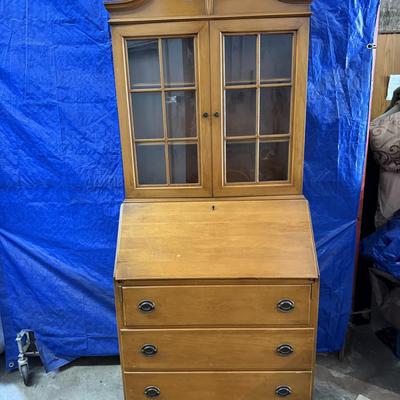 Sale Photo Thumbnail #62: This is a beautiful Maple secretary desk from Monitor Furniture in Jamestown NY. It comes with a key. The measurements are on the pictures.