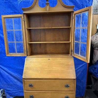 Sale Photo Thumbnail #57: This is a beautiful Maple secretary desk from Monitor Furniture in Jamestown NY. It comes with a key. The measurements are on the pictures.