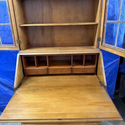 Sale Photo Thumbnail #58: This is a beautiful Maple secretary desk from Monitor Furniture in Jamestown NY. It comes with a key. The measurements are on the pictures.