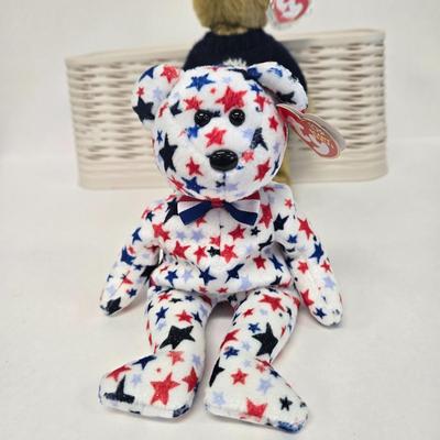 LOT 1: Big Lot of Patriotic TY Beanie Babies