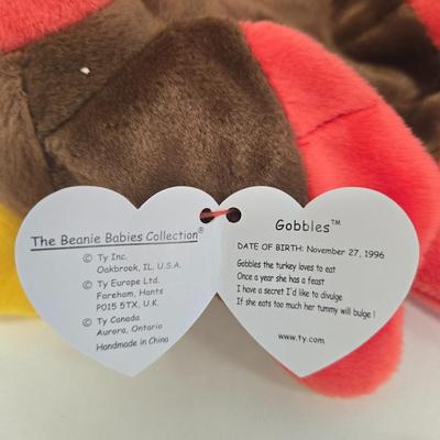 LOT 2: Fall and Halloween TY Beanie Babies Including Gobbles, Tricky, and More