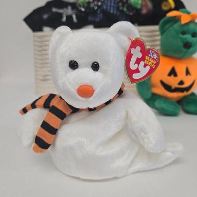 LOT 2: Fall and Halloween TY Beanie Babies Including Gobbles, Tricky, and More