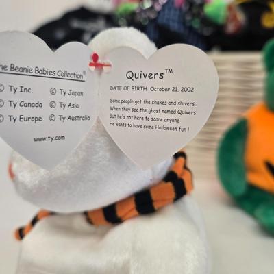 LOT 2: Fall and Halloween TY Beanie Babies Including Gobbles, Tricky, and More
