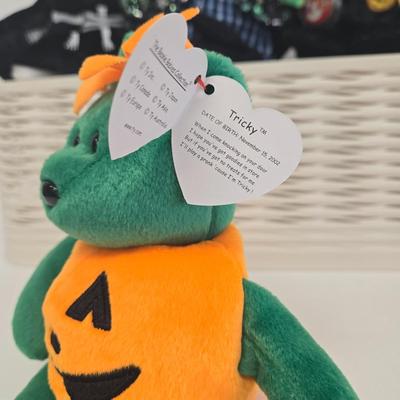 LOT 2: Fall and Halloween TY Beanie Babies Including Gobbles, Tricky, and More