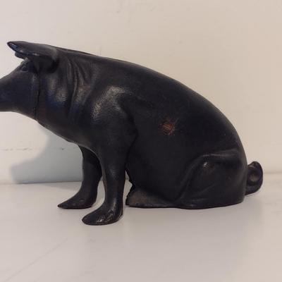 Vintage Cast Iron Piggy Bank- Approx 5 1/2" Tall