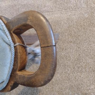 Vintage Wooden Three Legged Birthing Chair with Removable Cushion (Choice A)
