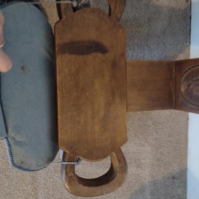 Vintage Wooden Three Legged Birthing Chair with Removable Cushion (Choice B)