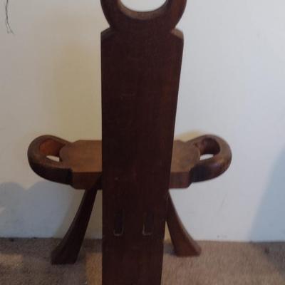 Vintage Wooden Three Legged Birthing Chair with Removable Cushion (Choice B)